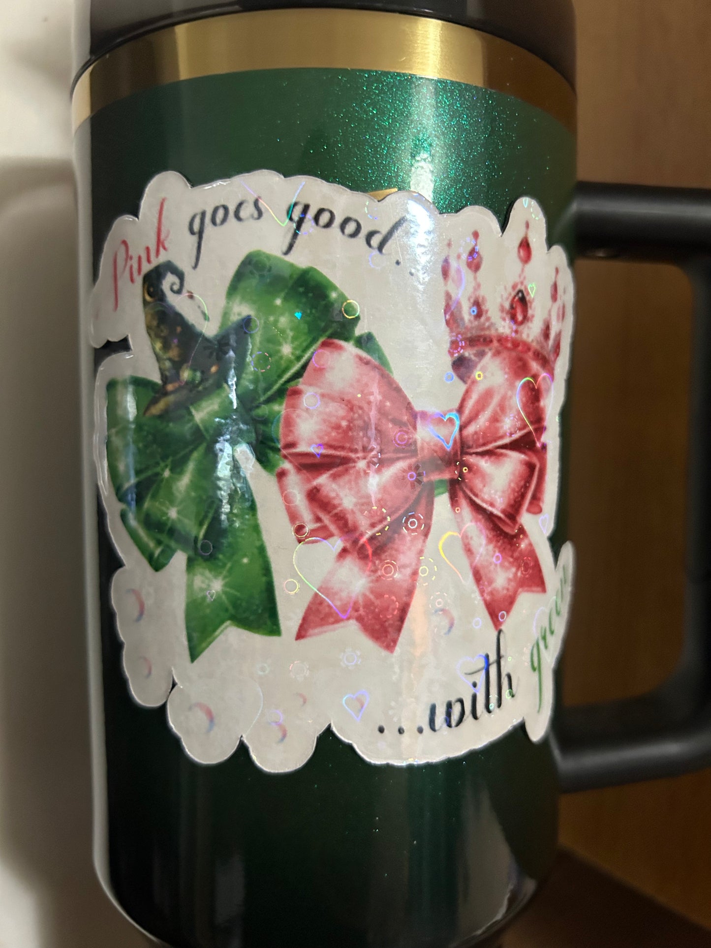 Pink & Green Bow