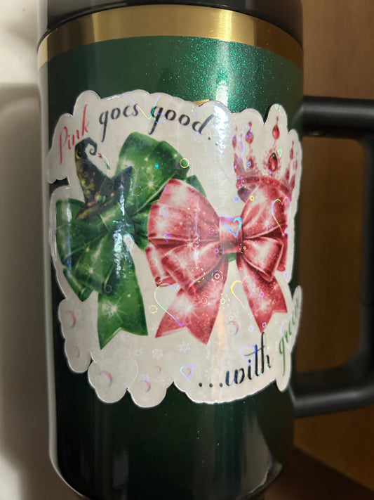 Pink & Green Bow