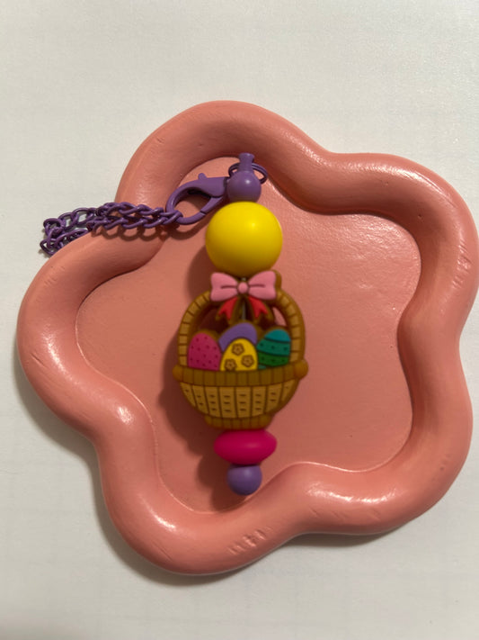 Silicone Straw Charm -basket w/ eggs