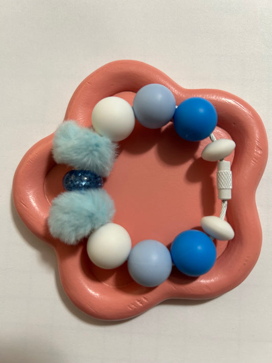 Silicone Charm-blue fuzzy