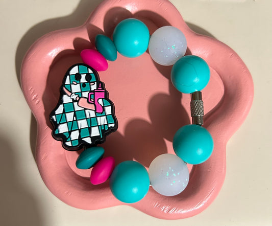 Silicone Charm-CheckeredGhostTeal