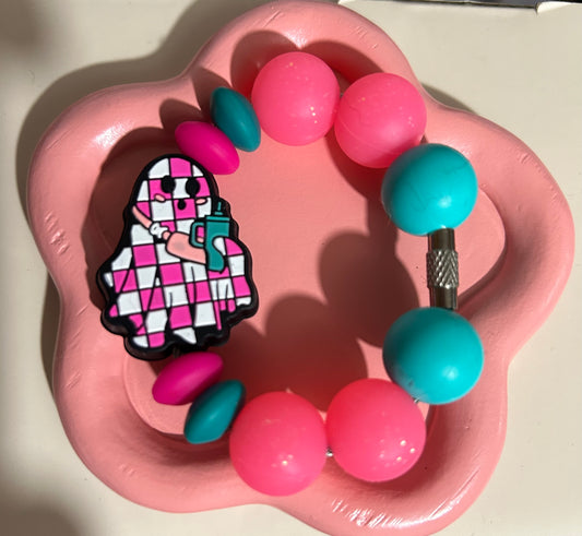 Silicone Charms-CheckeredGhostPink